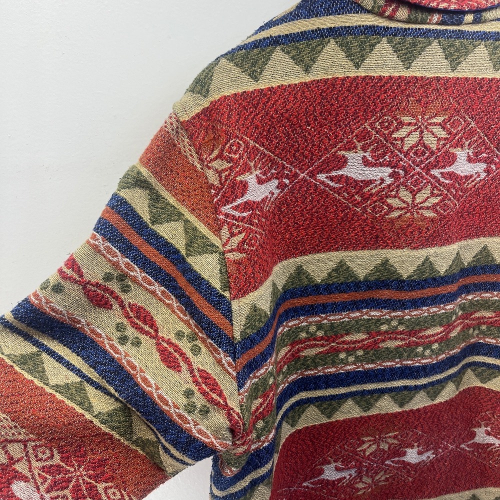 Vintage 90's Tapestry Woven Knit Jacket Wool Blend Western Deer Womens Medium - Picture 8 of 12